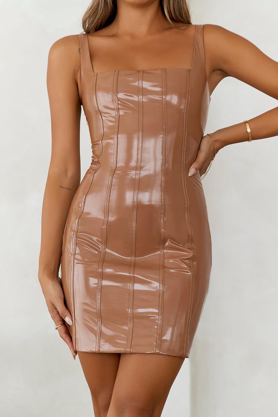 HELLO MOLLY In Your Dream World Mini Dress Tan Product Image