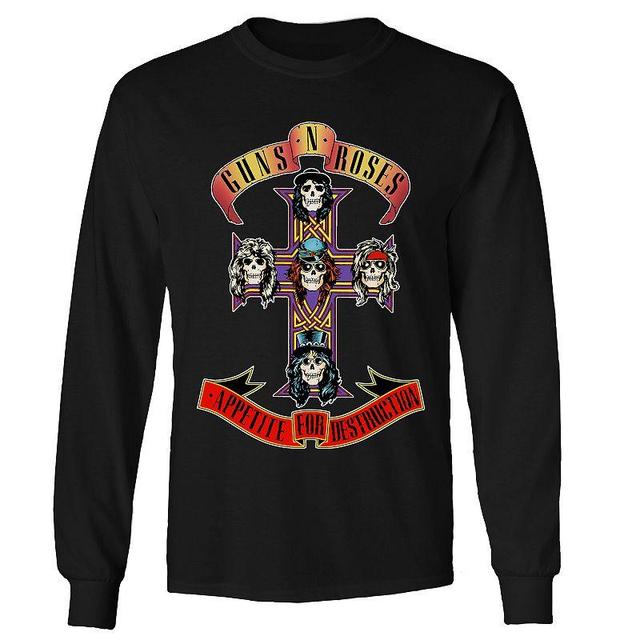 Mens Guns n Roses Cross Long Sleeve Tee Black Product Image