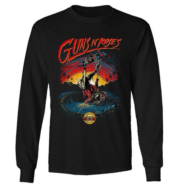 Mens Guns n Roses Skate Skeleton Long Sleeve Tee Black Product Image