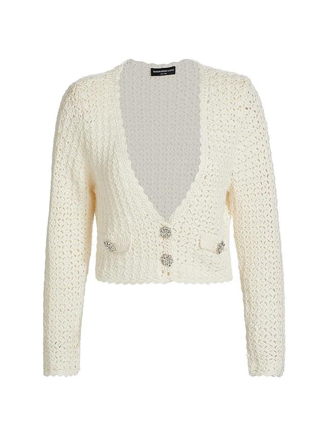 Womens Joy Crochet Crop Cardigan Product Image