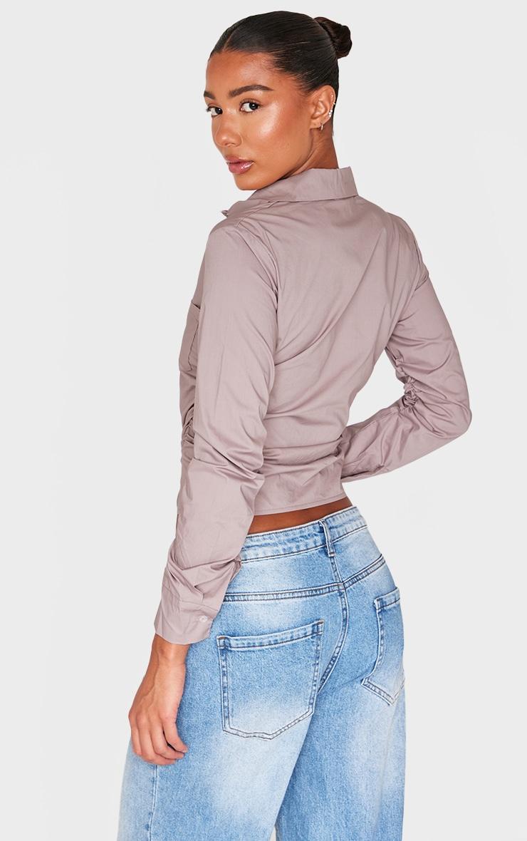 Mocha Ruched Side Shirt Product Image