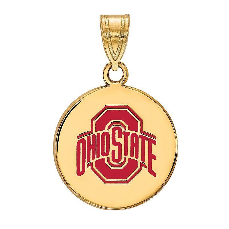 LogoArt 14k Gold over Sterling Silver Ohio State Buckeyes Enamel Disc Pendant, Womens 14k Gold Plated Product Image