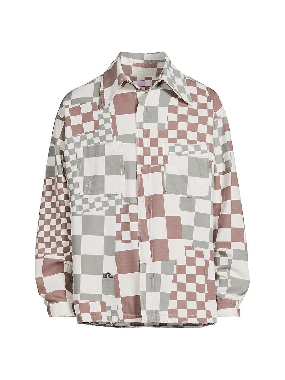 Mens Check Cotton Canvas Jacket Product Image