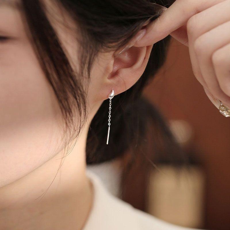 925 Sterling Silver Tear Drop Threader Earring Product Image