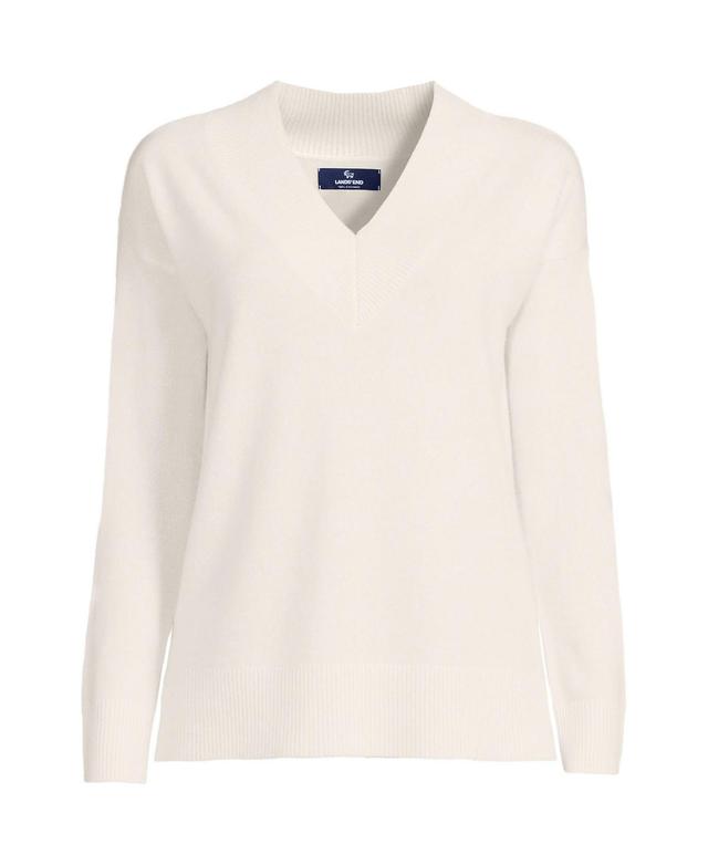 Lands End Womens Cashmere Vneck Pullover Sweater Product Image