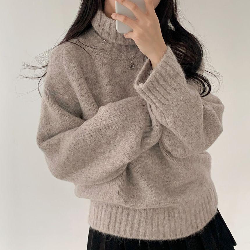 Long-Sleeve Turtleneck Plain Sweater product image