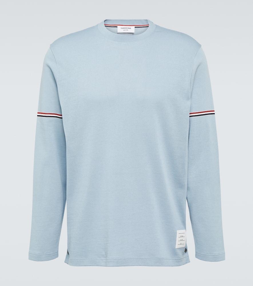 THOM BROWNE Rwb Stripe Cotton Top In Blue Product Image