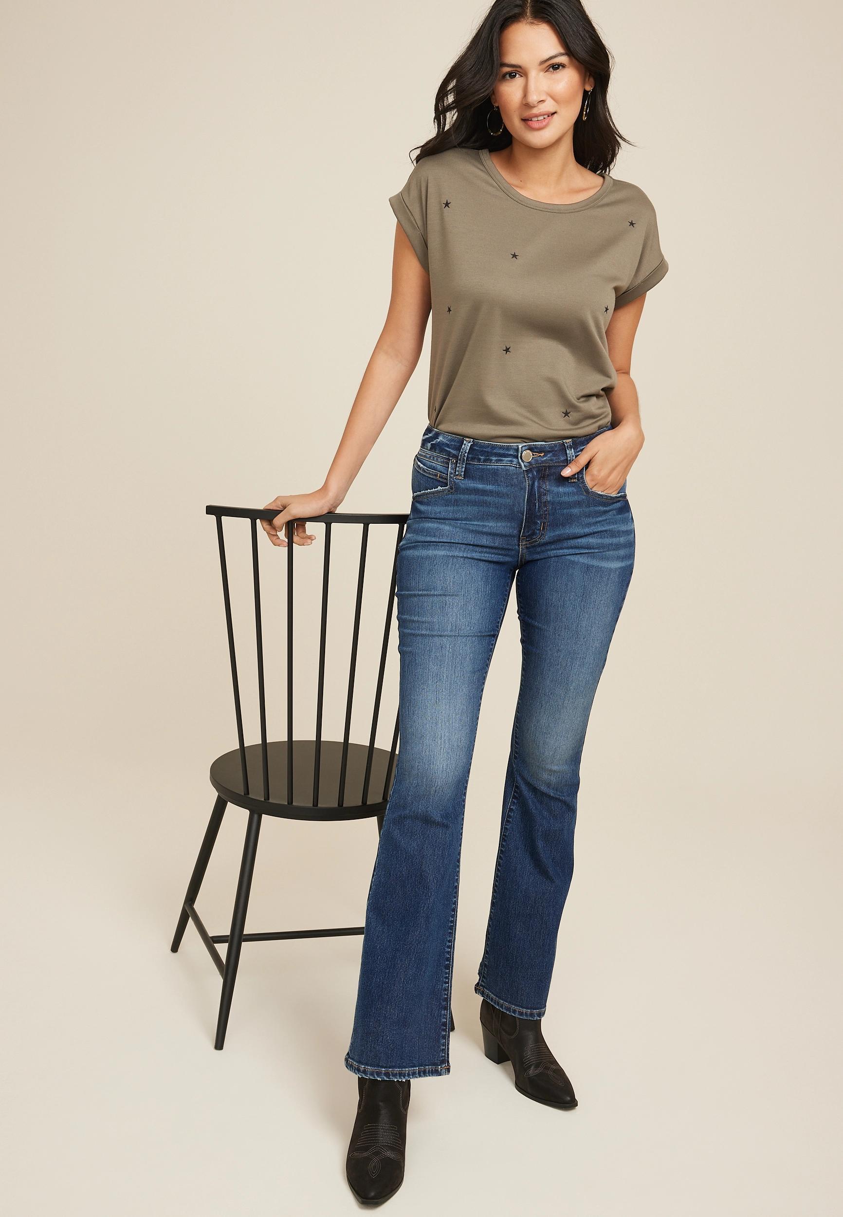 Everflex™ Dark Mid Rise Flare Jean Product Image