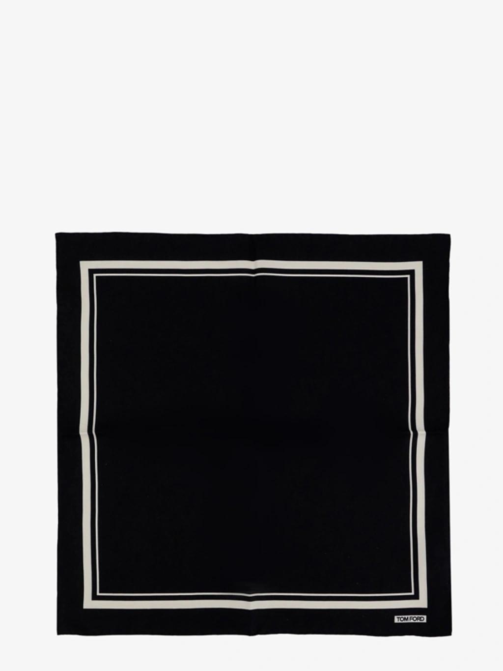 TOM FORD Logo-print Striped Silk Scarf In Black Product Image