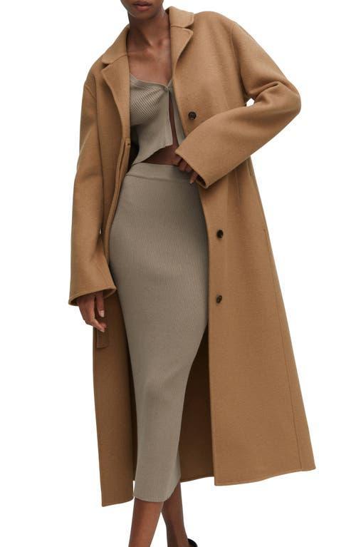 MANGO Belted Wool Blend Coat Product Image