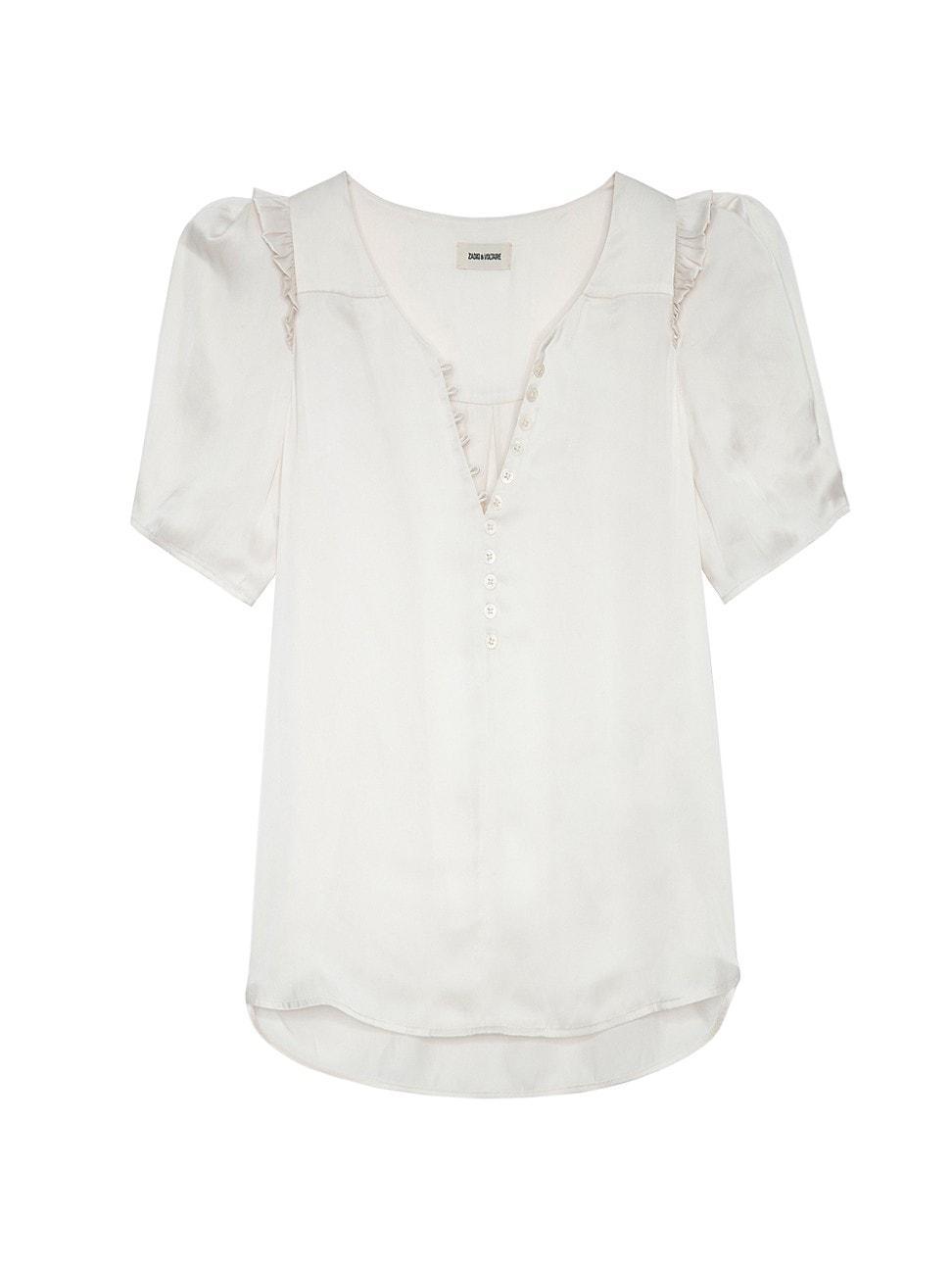 Zadig & Voltaire Twisty Satin Ruffle Top Product Image