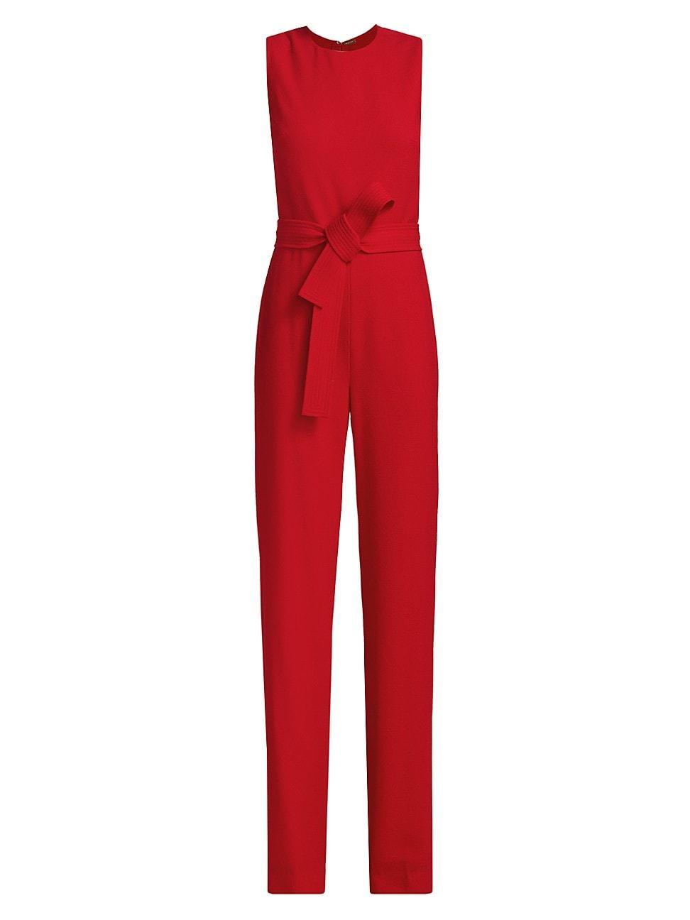 Womens Belted Wool Crepe Jumpsuit Product Image