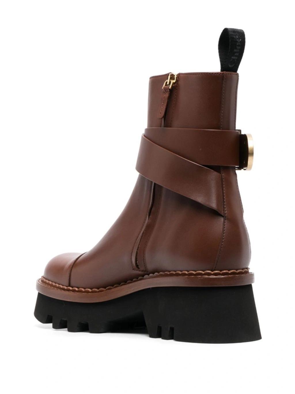 Brown Owena Leather Ankle Boots Product Image