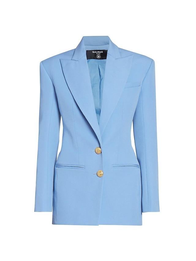 Womens Wool Single-Breasted Blazer Product Image