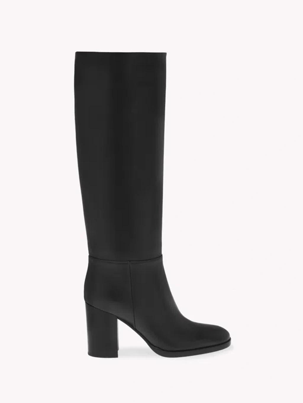 GIANVITO ROSSI Santiago 85 Leather Knee-high Boots In Black product image