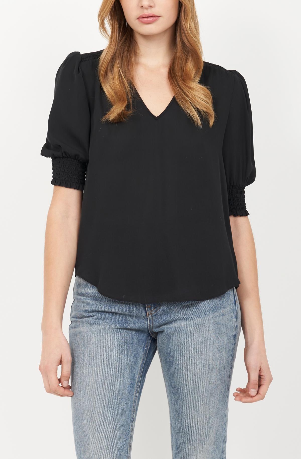 Joie Womens Karemele Short Sleeve Silk Blouse Product Image