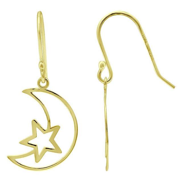 Aleure Precioso Moon & Star Drop Fishhook Earrings, Womens, Gold Product Image