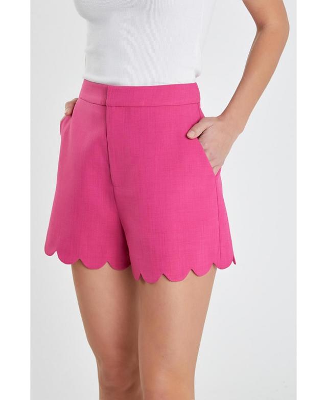 Womens Scallop Hem Shorts Product Image