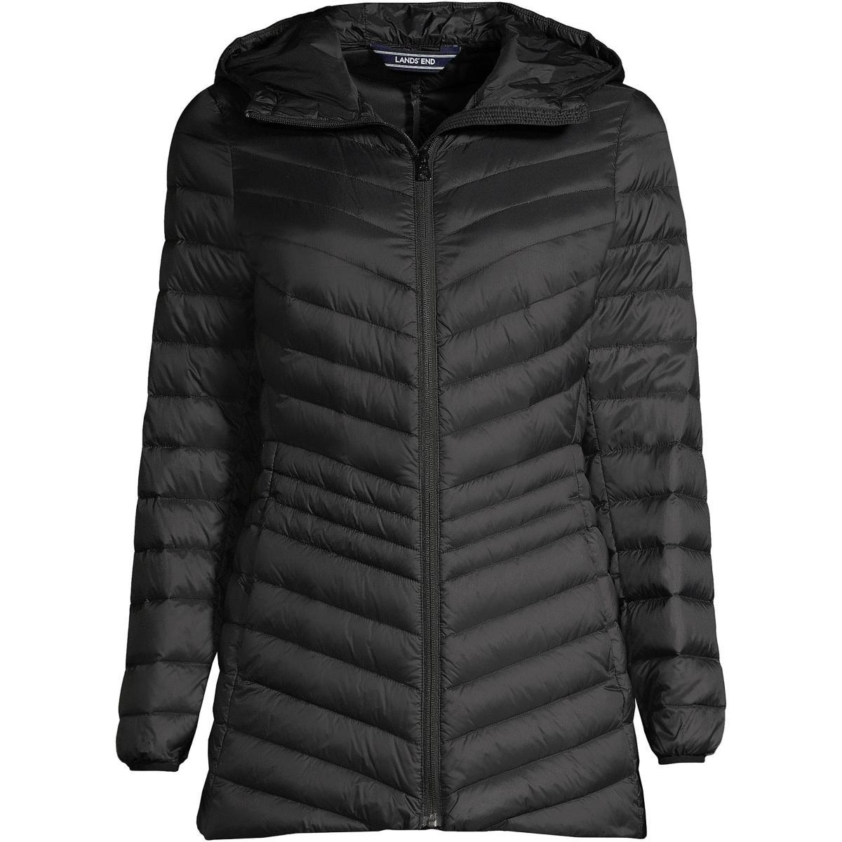 Womens Lands End Hooded Down Wanderweight Ultralight Packable Jacket Product Image