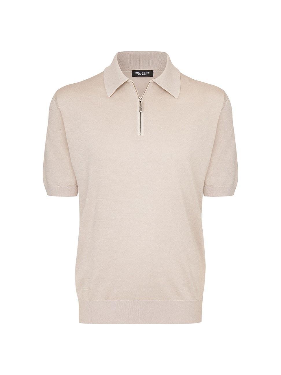 Mens Silk and Crocodile Zip Polo Shirt Product Image