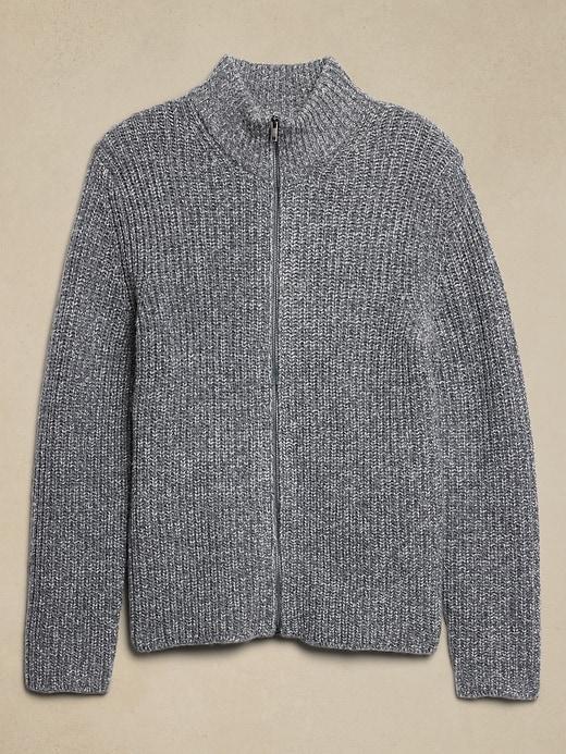 Marled Zipper Sweater Jacket Product Image