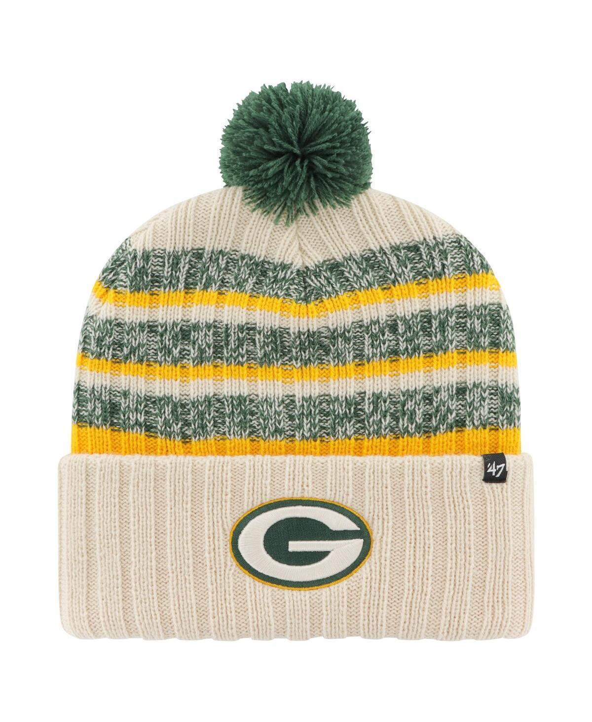 Mens 47 Brand Cream Green Bay Packers Tavern Cuffed Knit Hat with Pom Product Image