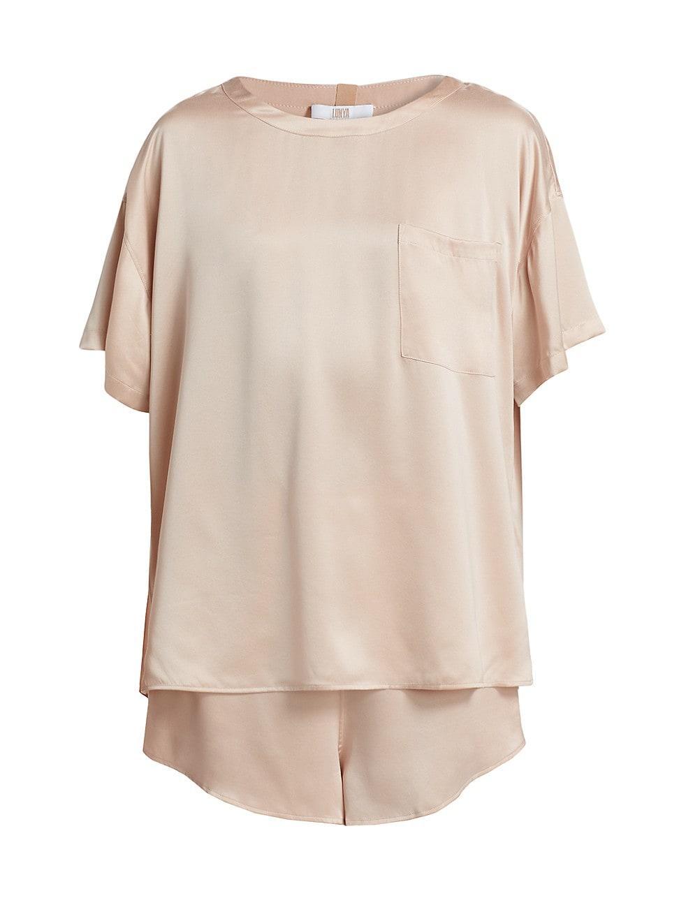 Womens Washable Silk T-Shirt & Shorts Set Product Image