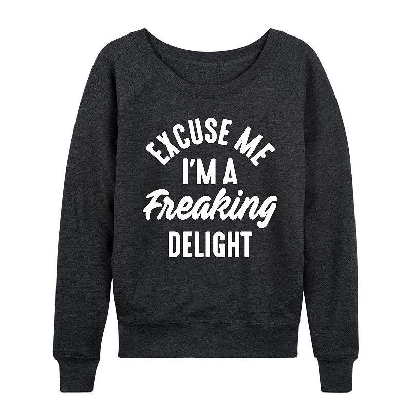 Womens A Freaking Delight Graphic Fleece, Girls Heather Grey Product Image