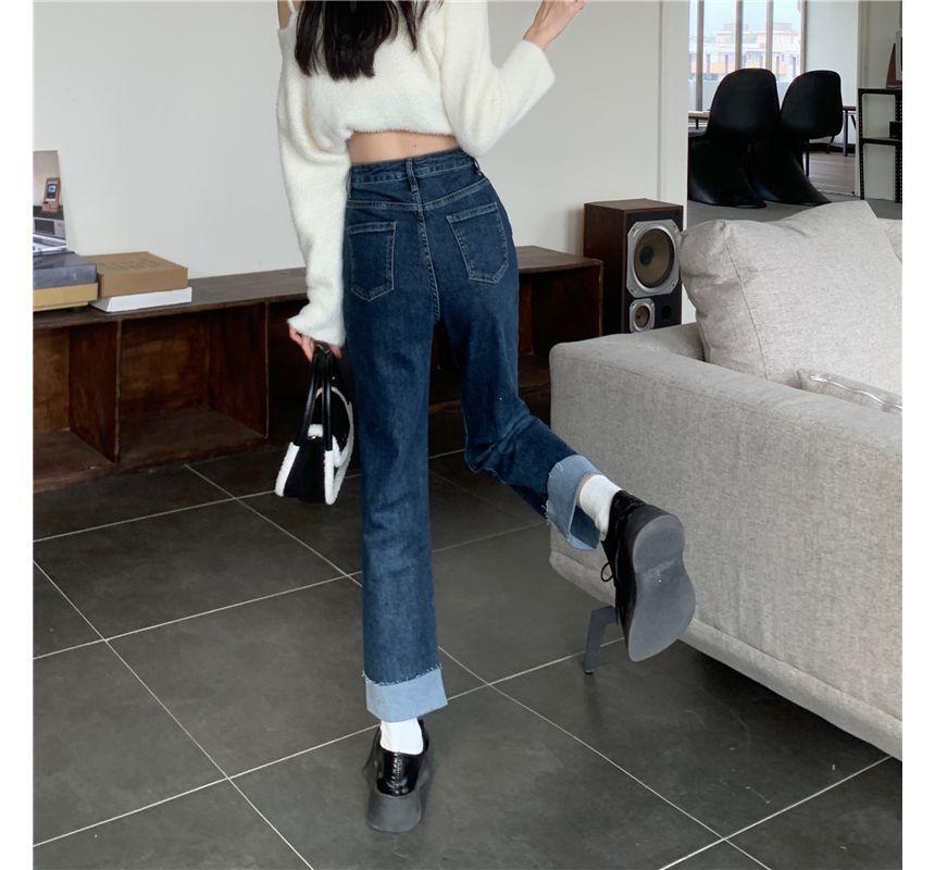 High Waist Straight Leg Jeans Product Image