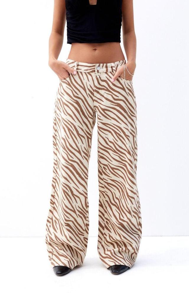 Women's Casey Zebra Print Low Rise Baggy Jeans Product Image