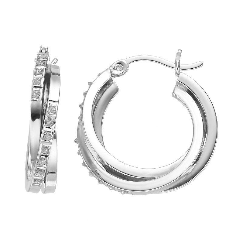 Diamond Mystique Sterling Silver Diamond Accent Double Hoop Earrings, Womens Product Image