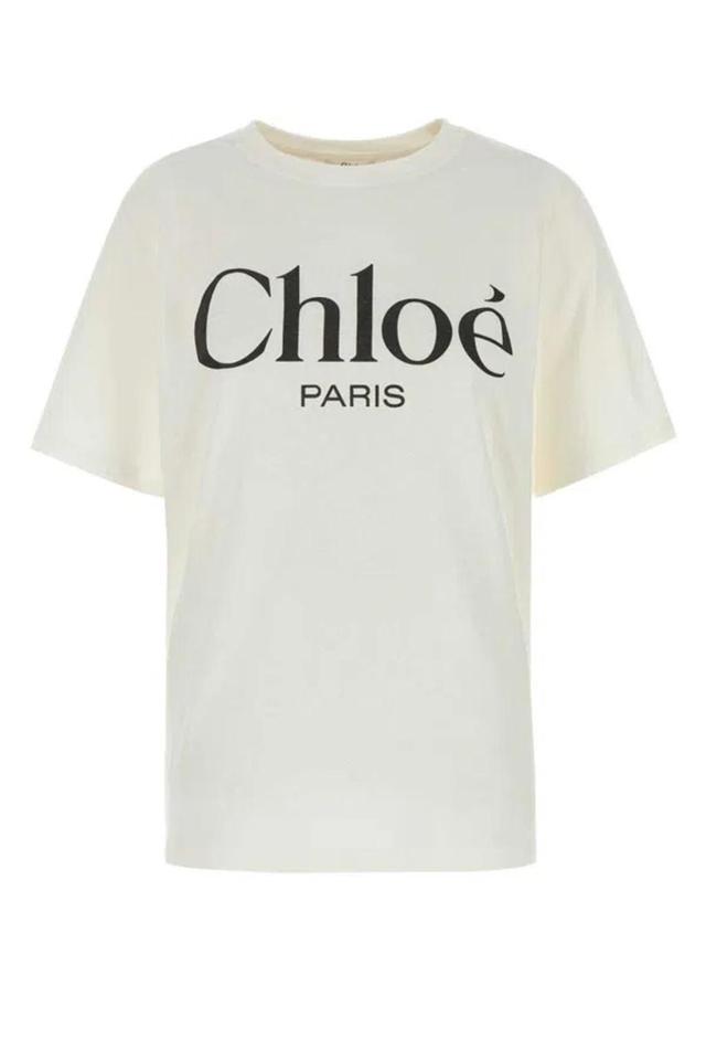 CHLOÉ Logo Jersey T-shirt In White Product Image