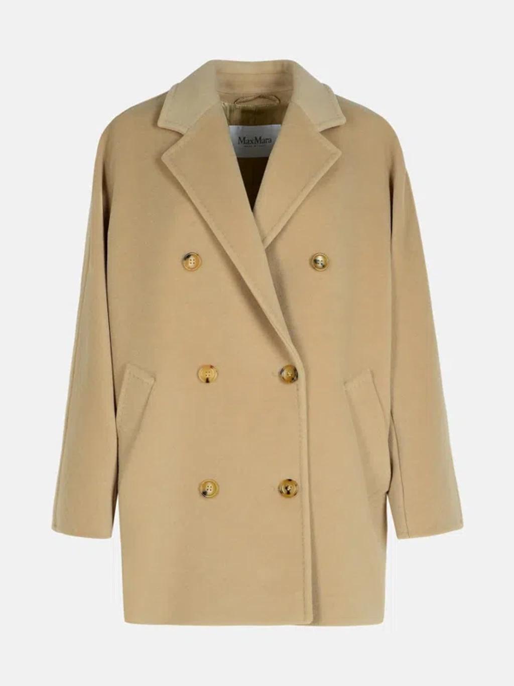 MAX MARA 'rebus' Beige Wool And Cahsmere Blend Coats Product Image