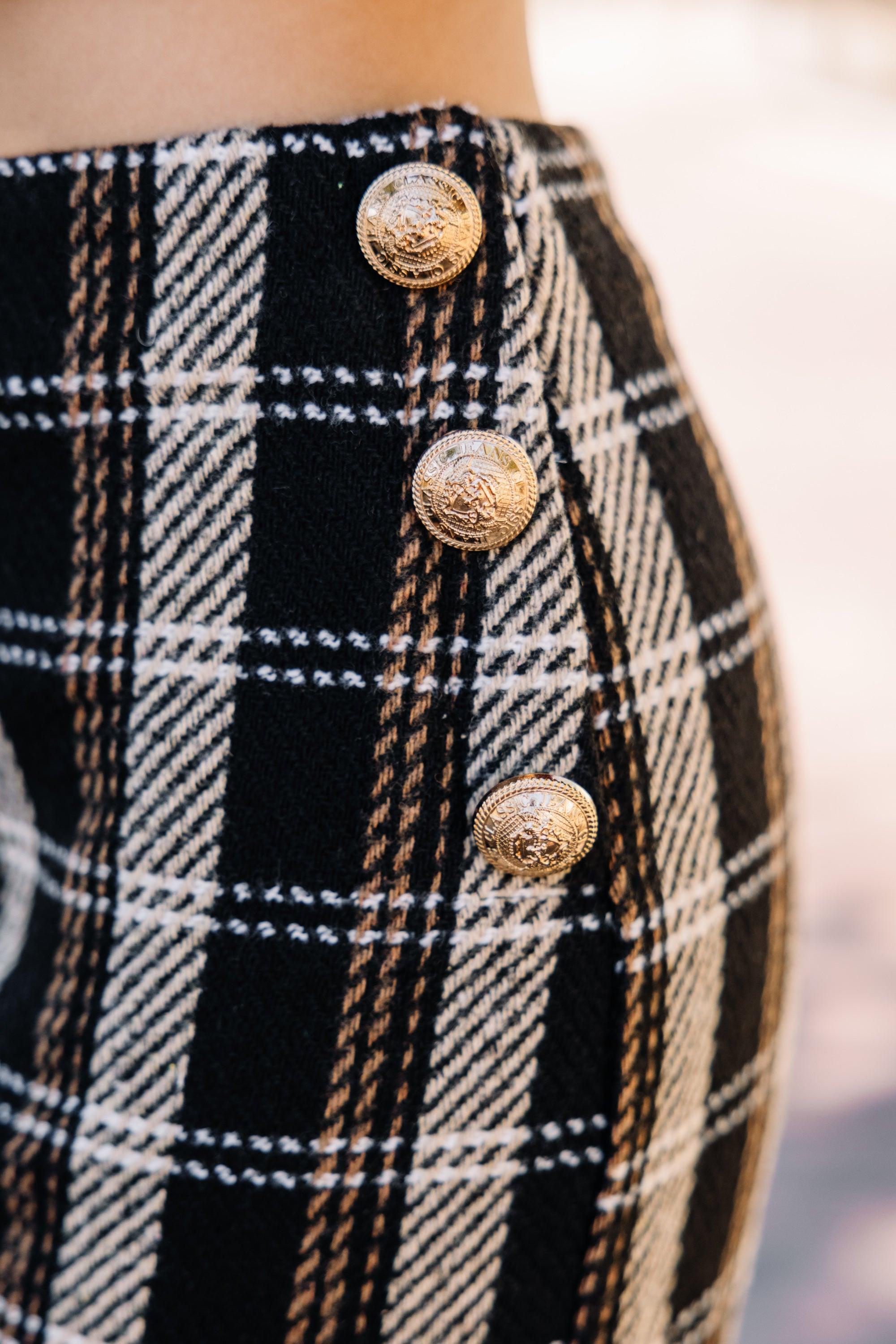 Off To Class Black Plaid Skirt Female Product Image