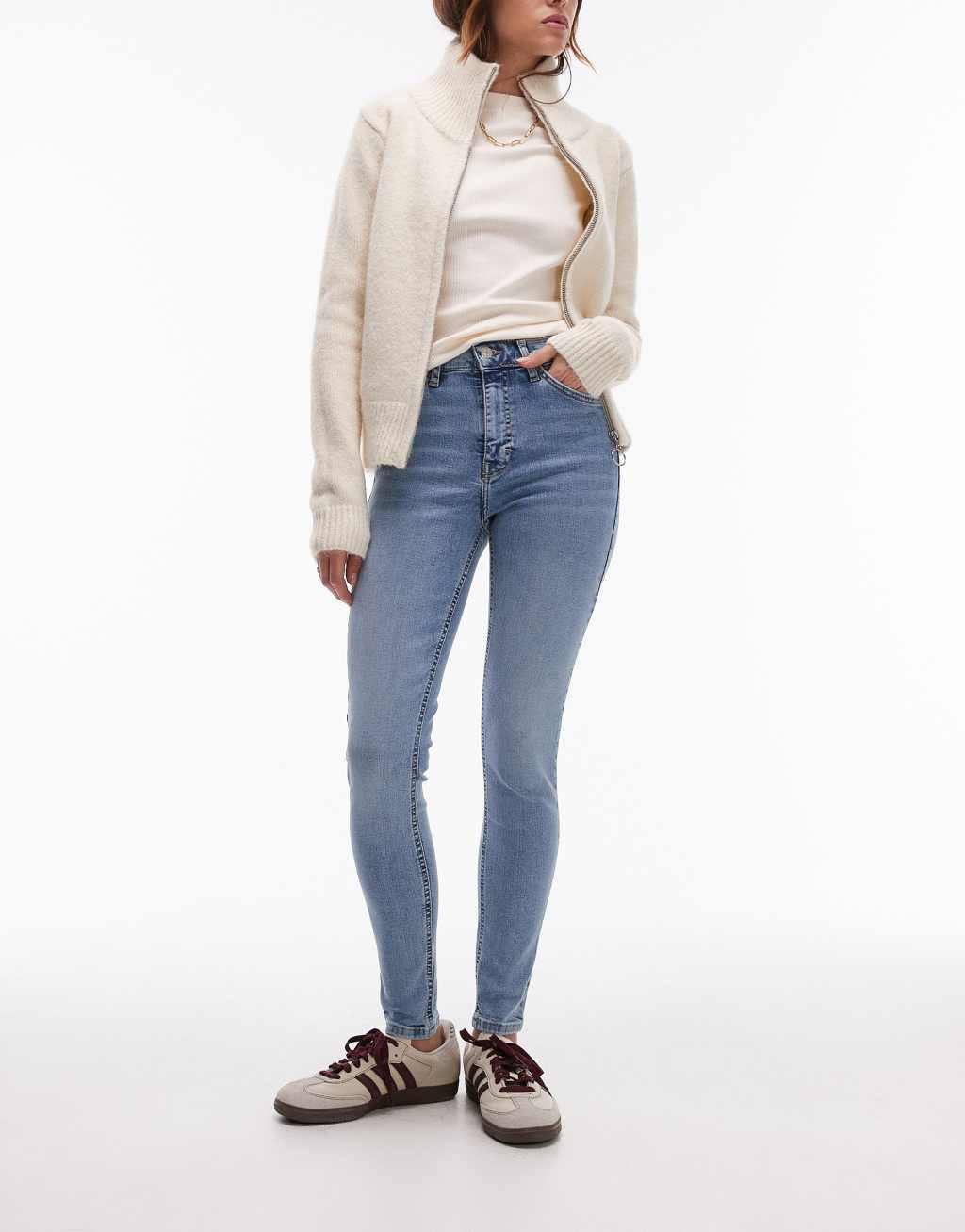 Topshop high rise Jamie jeans in bleach Product Image