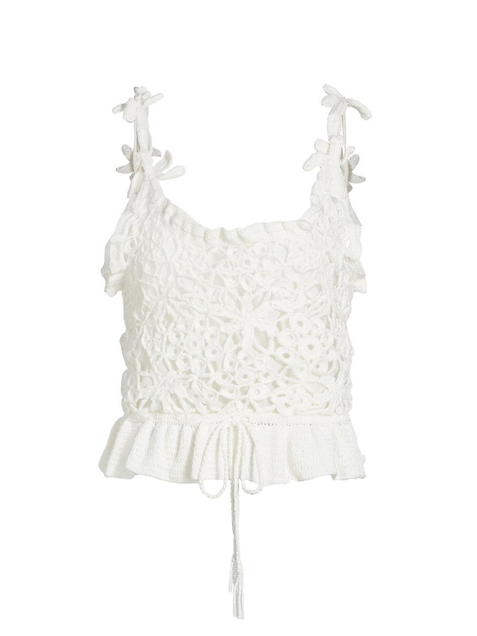 Womens Floral Crochet Top Product Image