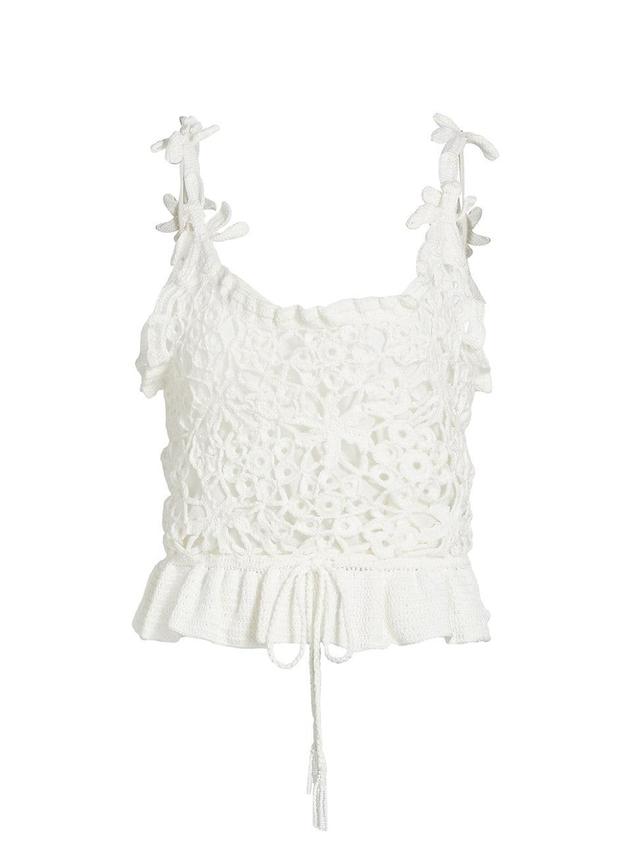 White Flowers Crochet Top, OFF-WHITE / M Product Image