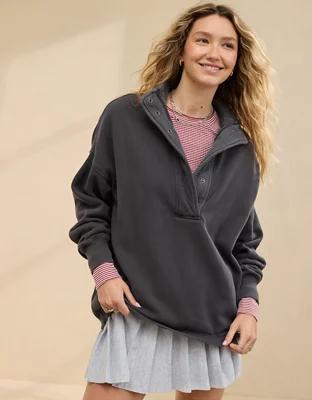 Aerie Getaway Quarter Snap Sweatshirt Product Image