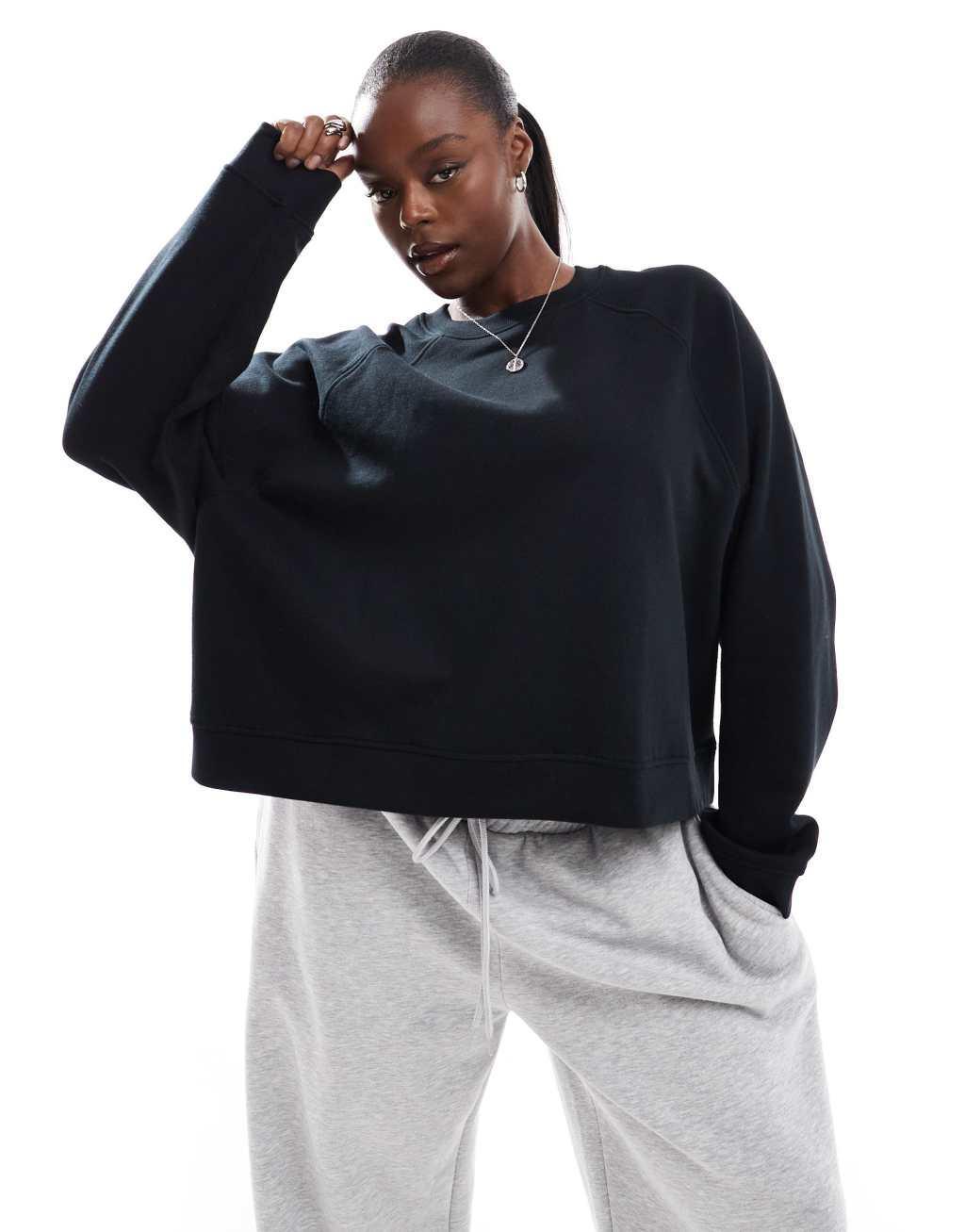 ASOS DESIGN Curve oversized sweatshirt with raglan detail in black Product Image