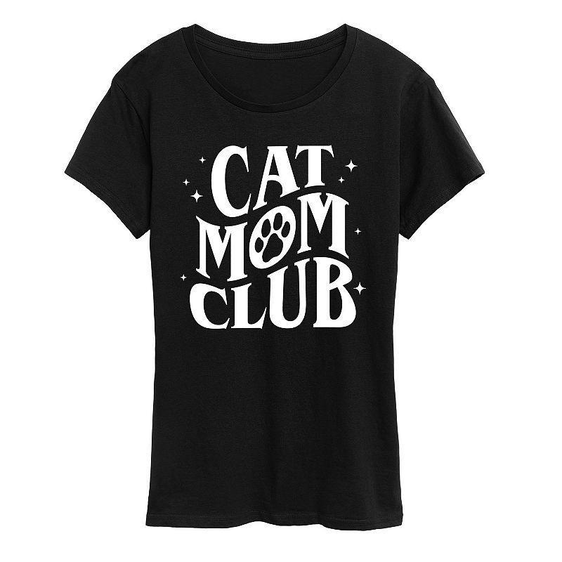 Womens Cat Mom Club Graphic Tee Black Product Image