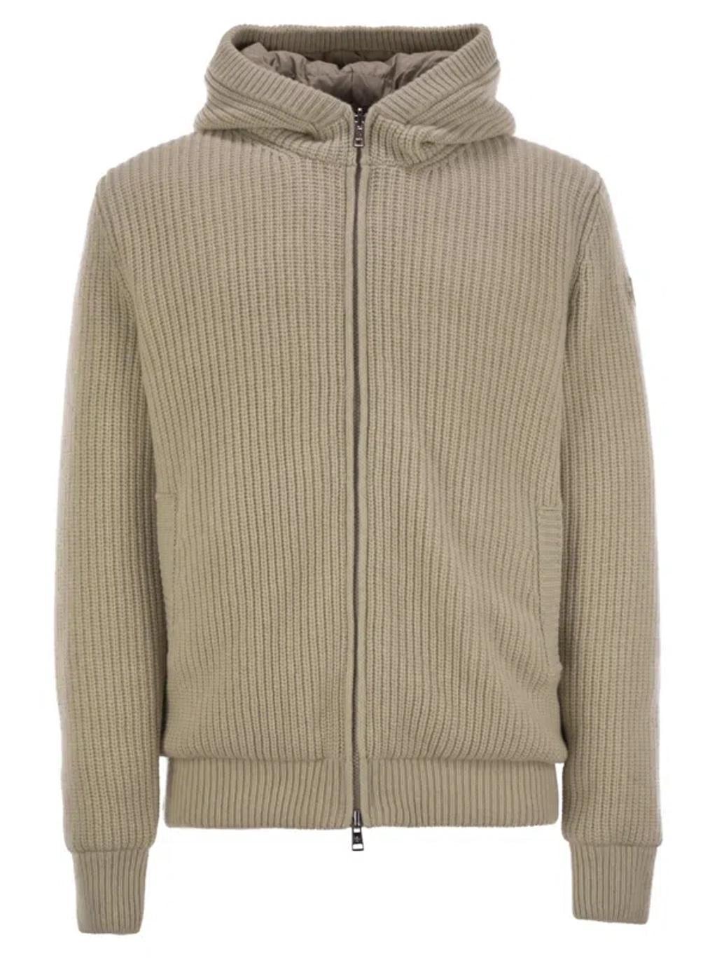 MONCLER Reversible Wool-blend Sweatshirt In Light Beige Product Image