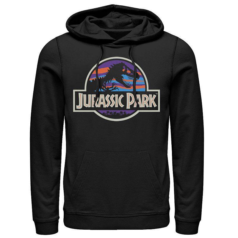 Mens Jurassic Park Abstract Color Logo Hoodie Black Product Image