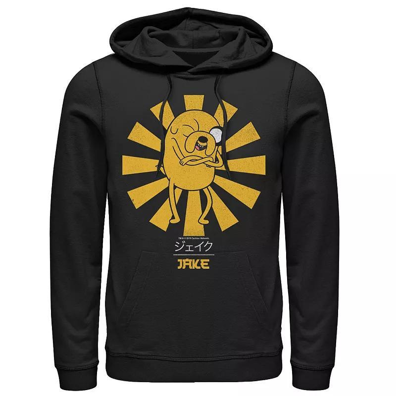 Mens Adventure Time Jake The Dog Kanji Portrait Graphic Pullover Graphic Hoodie Athletic Grey Product Image