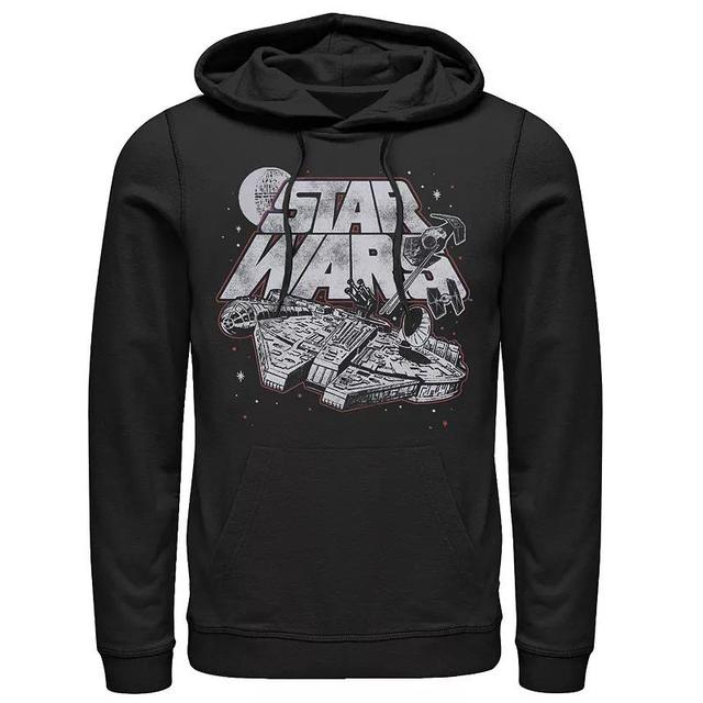 Mens Star Wars Millennium Falcon Distressed Logo Hoodie Product Image