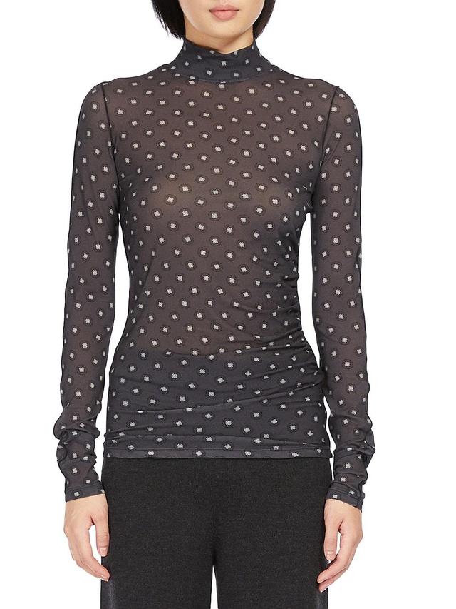 Womens Abituro Abstract Jersey-Knit Turtleneck Blouse Product Image