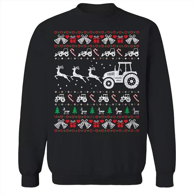 Mens Tractor Christmas Sweater Graphic Sweatshirt Product Image