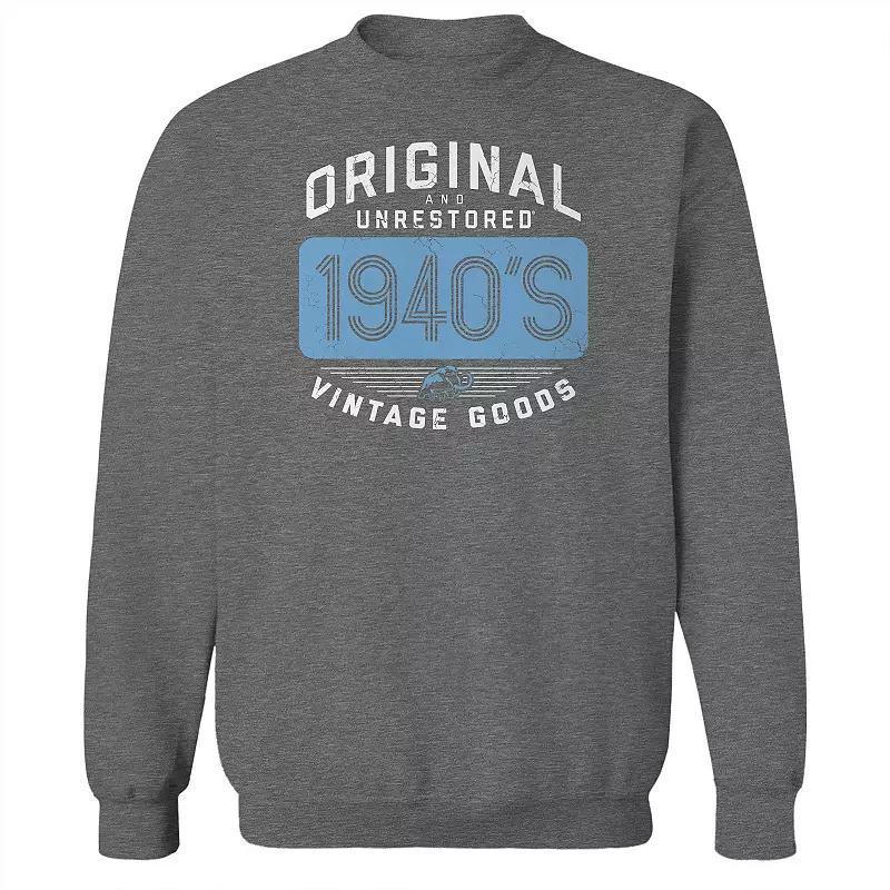 Mens Built in The Forties Fleece Graphic Sweatshirt Dark Grey Product Image