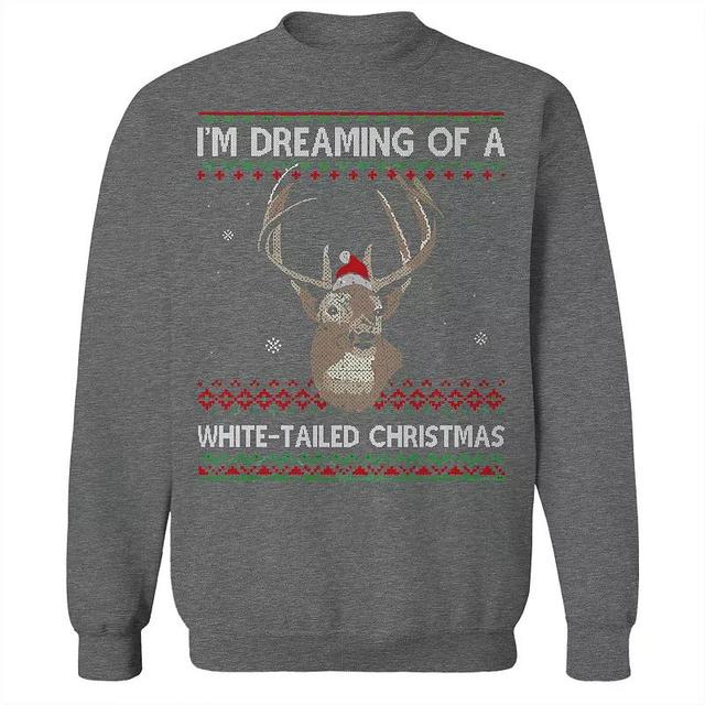 Mens Whitetailed Christmas Sweater Graphic Sweatshirt Grey Heather Product Image