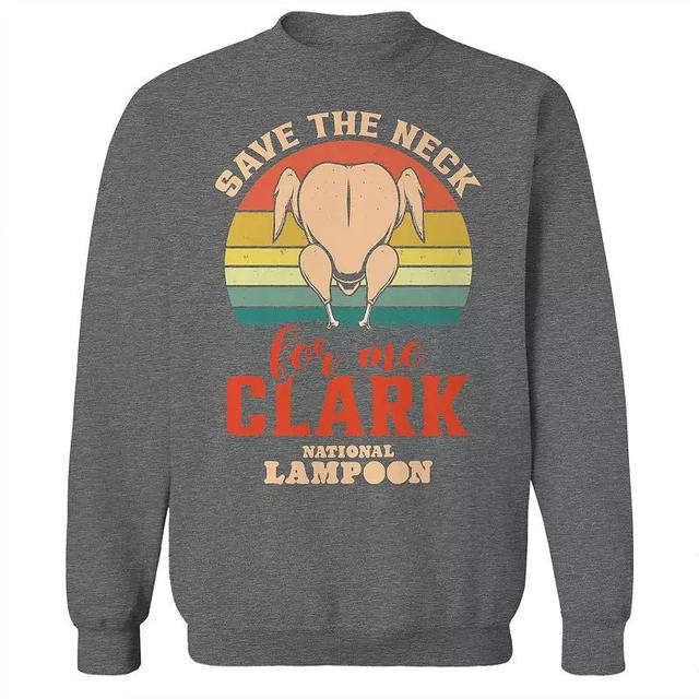 Mens Save the Neck National Lampoons Christmas Vacation Graphic Fleece Crew Sweatshirt Grey Heather Product Image