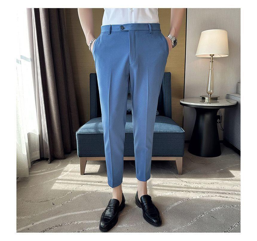 Plain Cropped Tapered Dress Pants Product Image